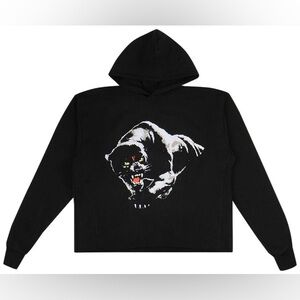 Vintage Vlone Black Panther Cropped Hooded Sweatshirt
